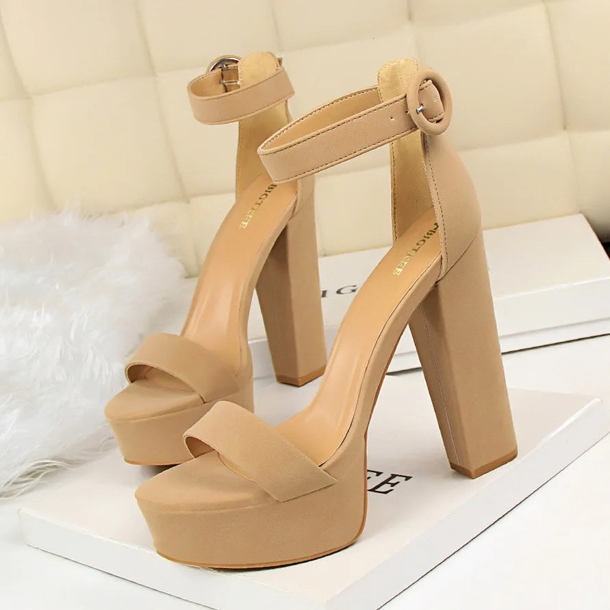 Shoes Women Pumps High Heels Shoes Women Heels Sexy Block Heels Fashion Women Sandals Platform Buckle New Ladies Shoes