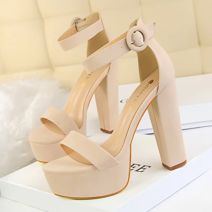 Shoes Women Pumps High Heels Shoes Women Heels Sexy Block Heels Fashion Women Sandals Platform Buckle New Ladies Shoes