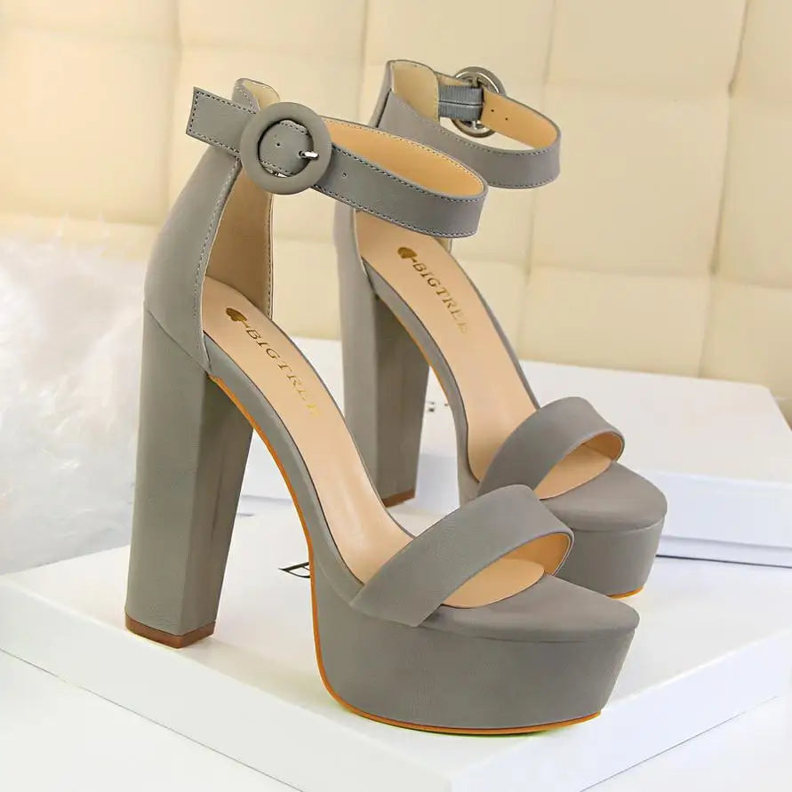 Shoes Women Pumps High Heels Shoes Women Heels Sexy Block Heels Fashion Women Sandals Platform Buckle New Ladies Shoes