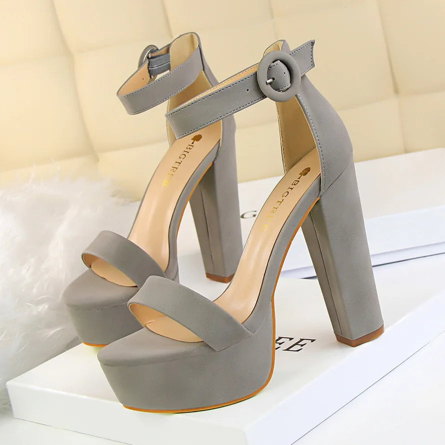 Shoes Women Pumps High Heels Shoes Women Heels Sexy Block Heels Fashion Women Sandals Platform Buckle New Ladies Shoes