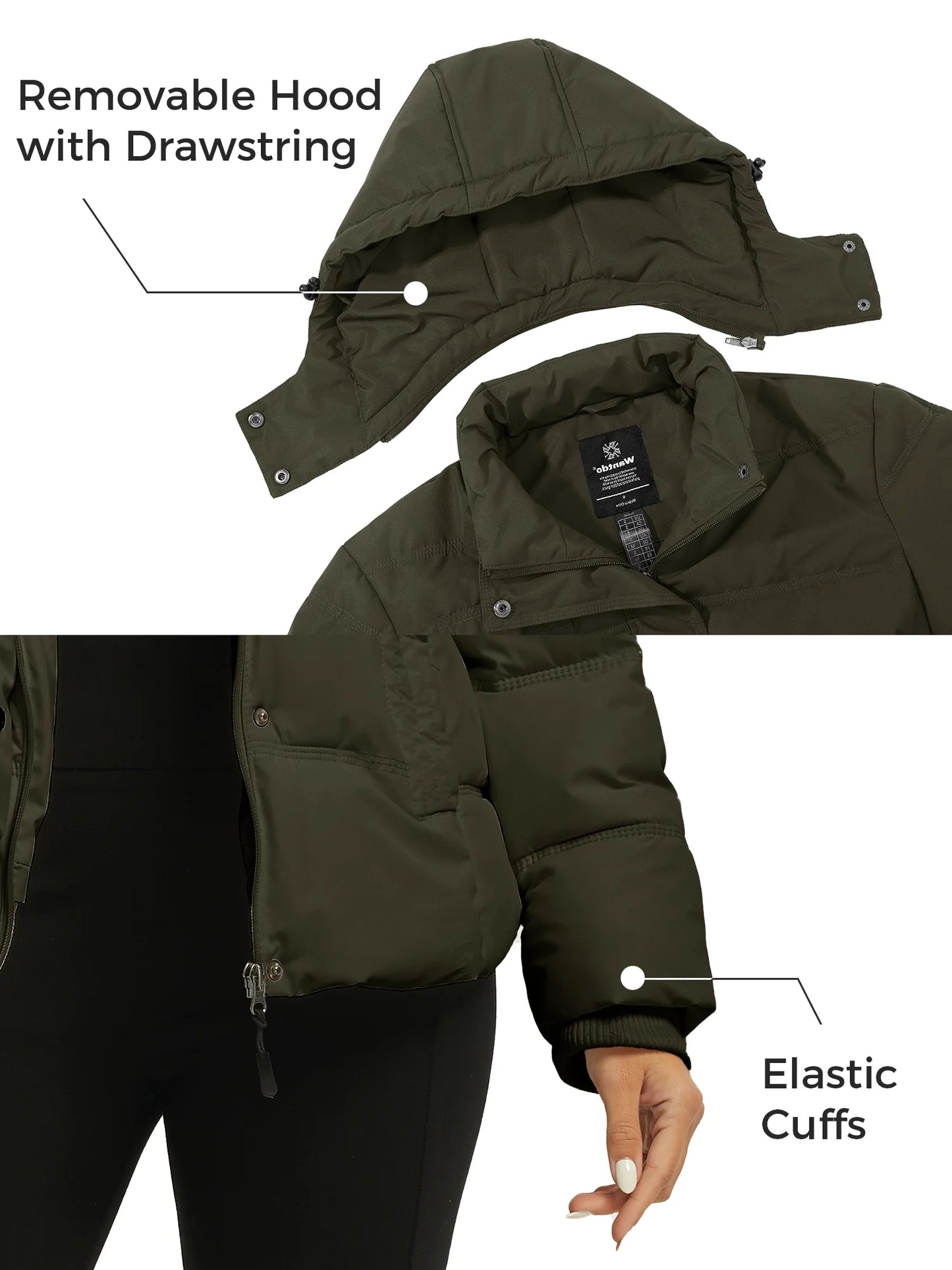 Women'S Winter Coat Quilted Puffy Coats Puffer Jacket Parka with Hood Army Green L