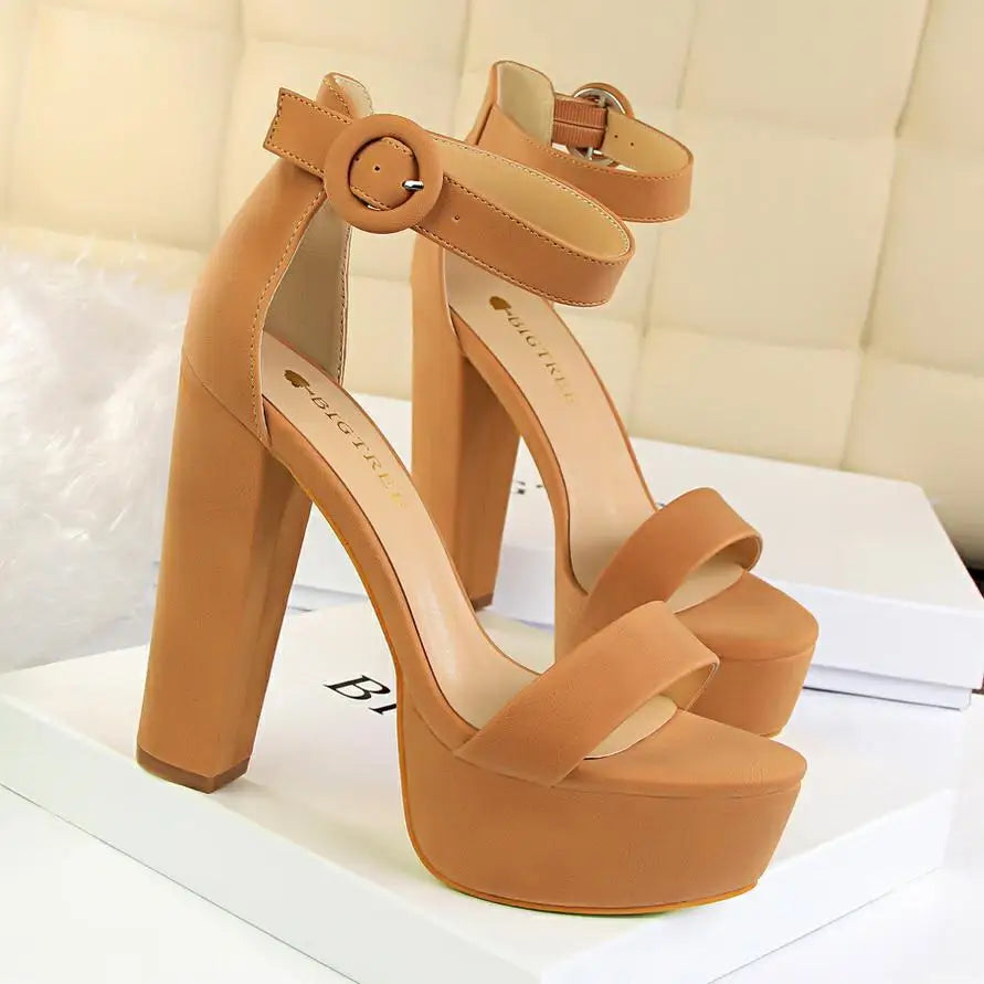 Shoes Women Pumps High Heels Shoes Women Heels Sexy Block Heels Fashion Women Sandals Platform Buckle New Ladies Shoes